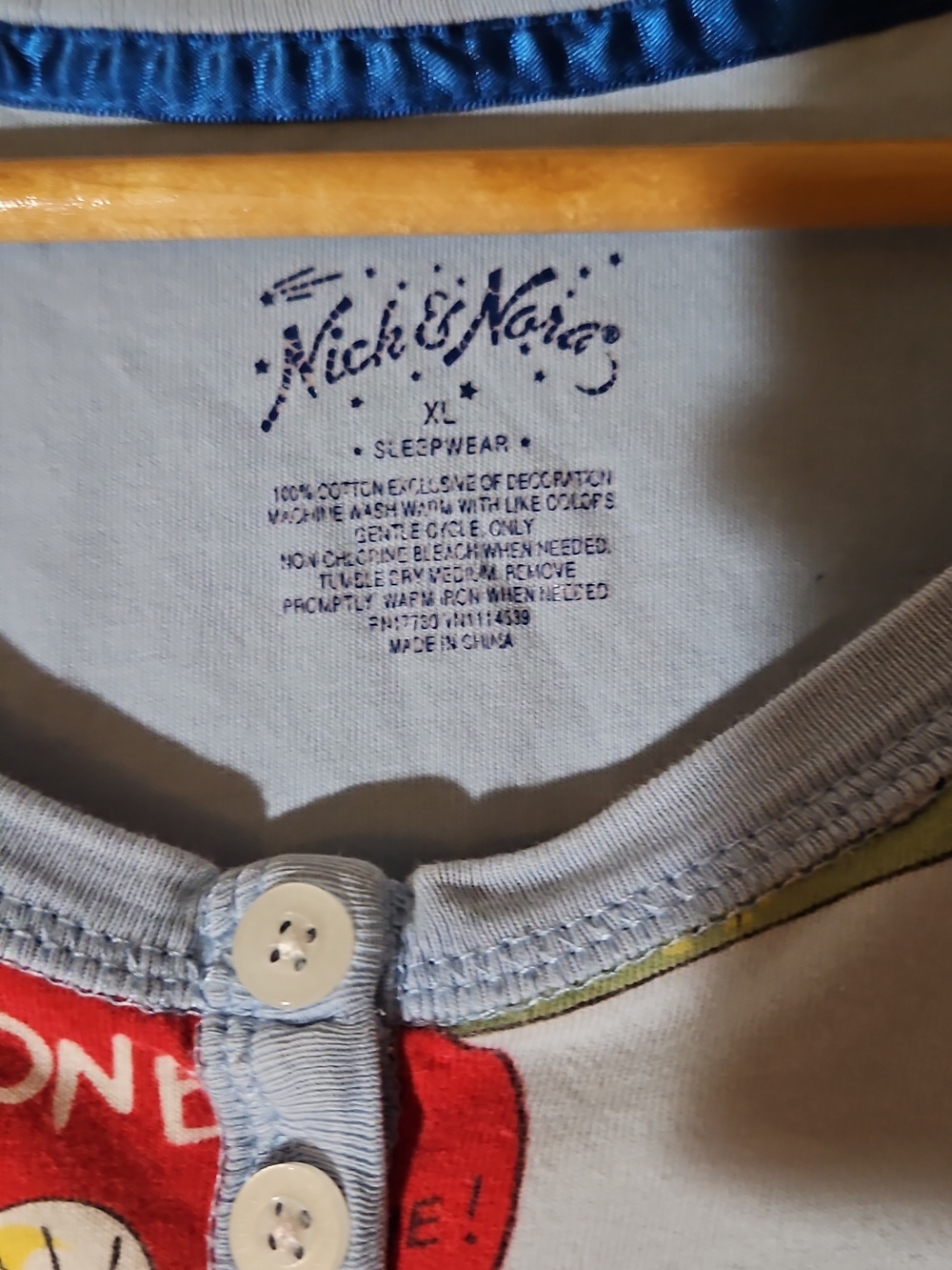 Nick & Nora Light Blue Cartoon Heart Henley Nightshirt - Picture 2 of 5